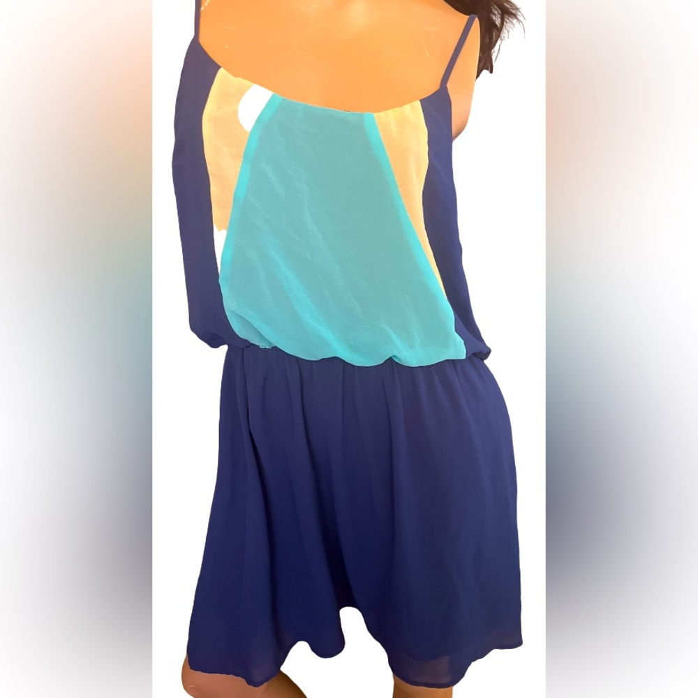 Spaghetti strap color block dress